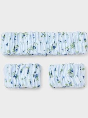 Soft Floral Terry Headband and Wristbands Spa set